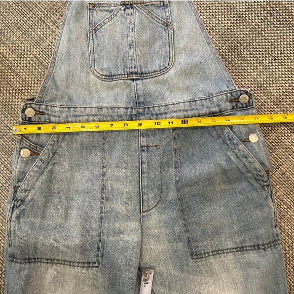 GAP 100% Cotton Light Wash Distressed Denim Overalls S grunge 90s streetwear - Picture 6 of 7